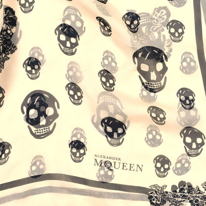 Alexander McQueen Silk Chiffon Skull Scarf Beige Ivory 3 of 4