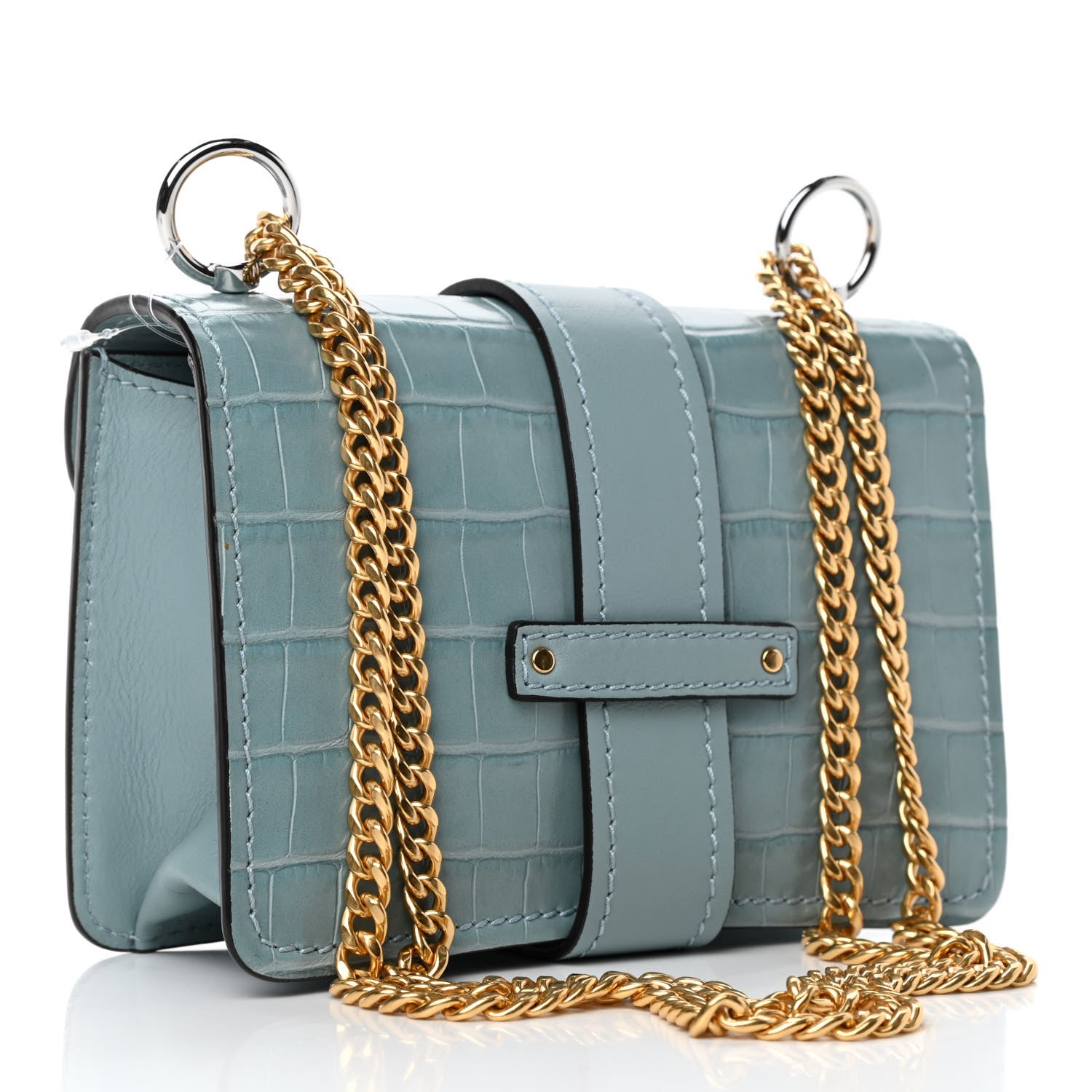 Chloe Calfskin Crocodile Embossed Mini Aby Chain Shoulder Bag Faded Blue 2 of 4