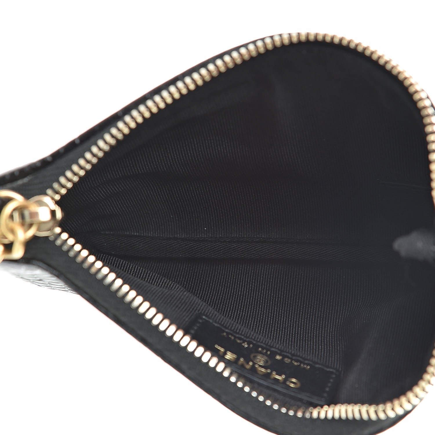 Chanel Calfskin Crocodile Embossed Cocodile Cosmetic Case Black Gold 5 of 7