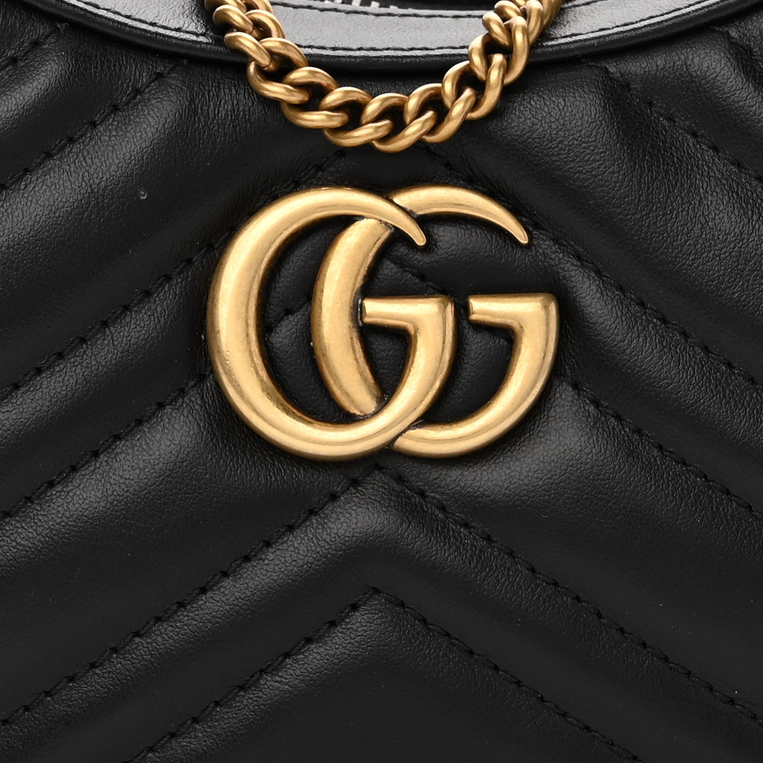 Gucci Calfskin Matelasse Chevron Mini GG Marmont Half Moon Hobo Black 8 of 10