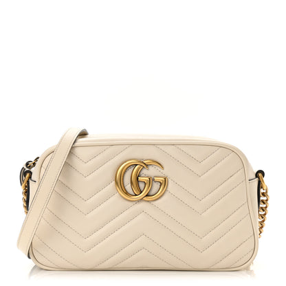 Gucci Calfskin Matelasse Small GG Marmont Chain Shoulder Bag White 1 of 12