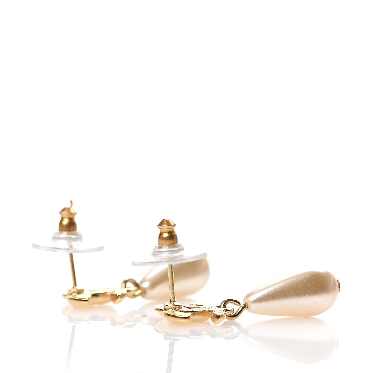 Chanel Metal CC Pearl Drop Earrings Gold 3 of 5