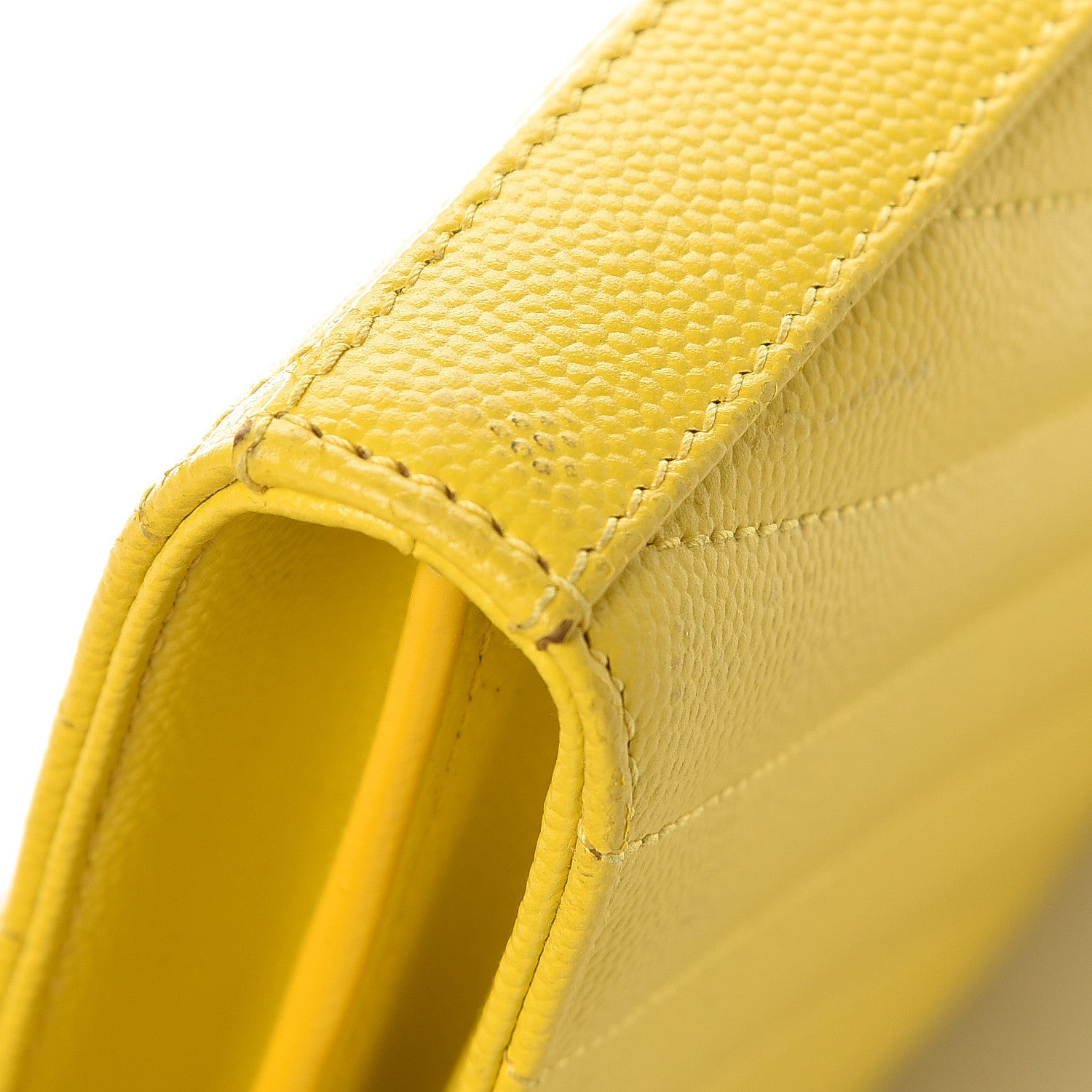 Saint Laurent Grain De Poudre Matelasse Chevron Monogram Chain Wallet Yellow 10 of 11