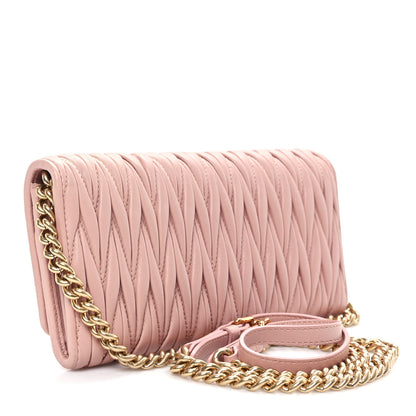 Miu Miu Nappa Matelasse Wallet On Chain Orchidea 2 of 11