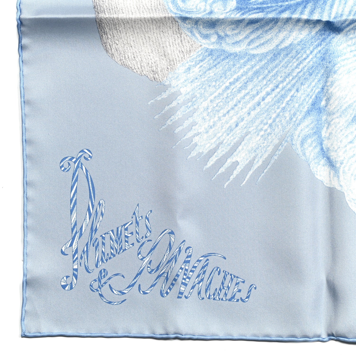 Hermes Silk Twill Plumets Et Panaches Scarf 90 Bleu Glacier Vert 2 of 6