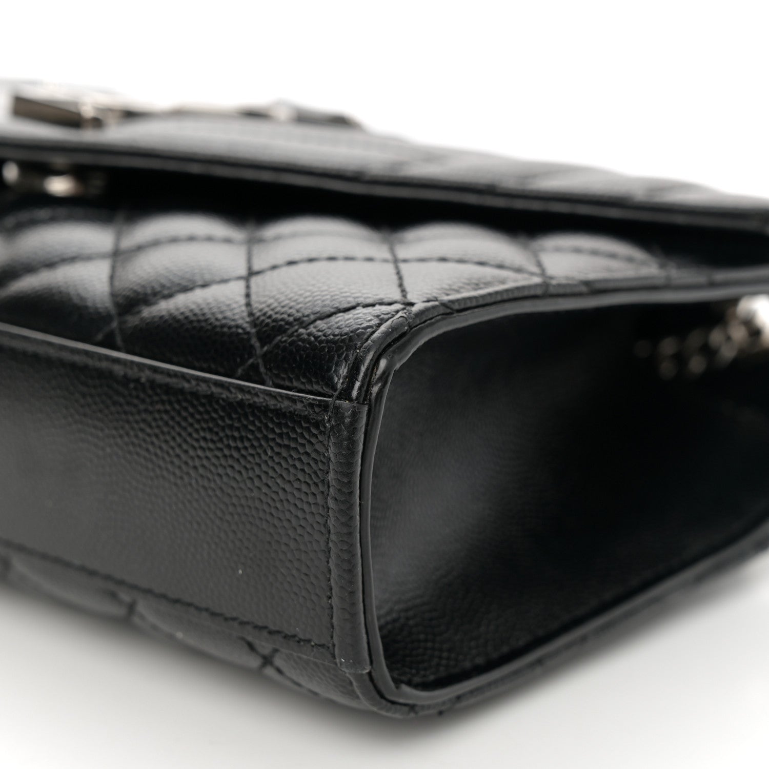 Saint Laurent Grain De Poudre Textured Mixed Matelasse Triquilt Small Monogram Satchel Black 9 of 9