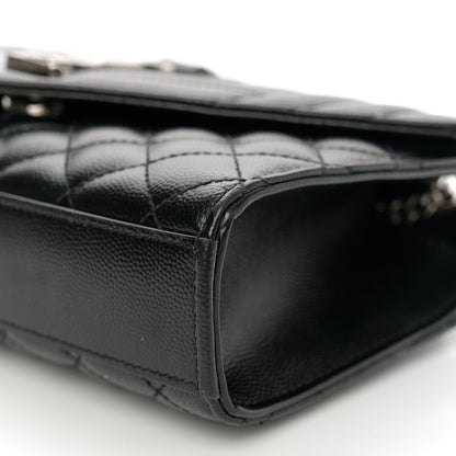 Saint Laurent Grain De Poudre Textured Mixed Matelasse Triquilt Small Monogram Satchel Black 9 of 9