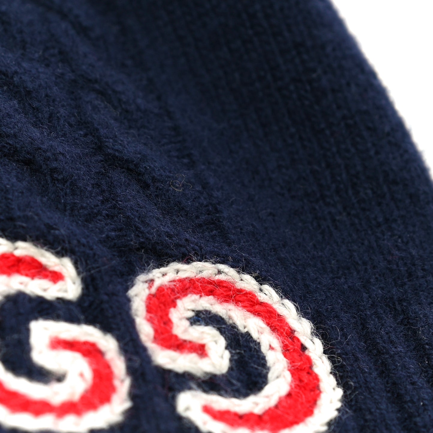 Wool Knit GG Monogram Beanie Hat L Navy