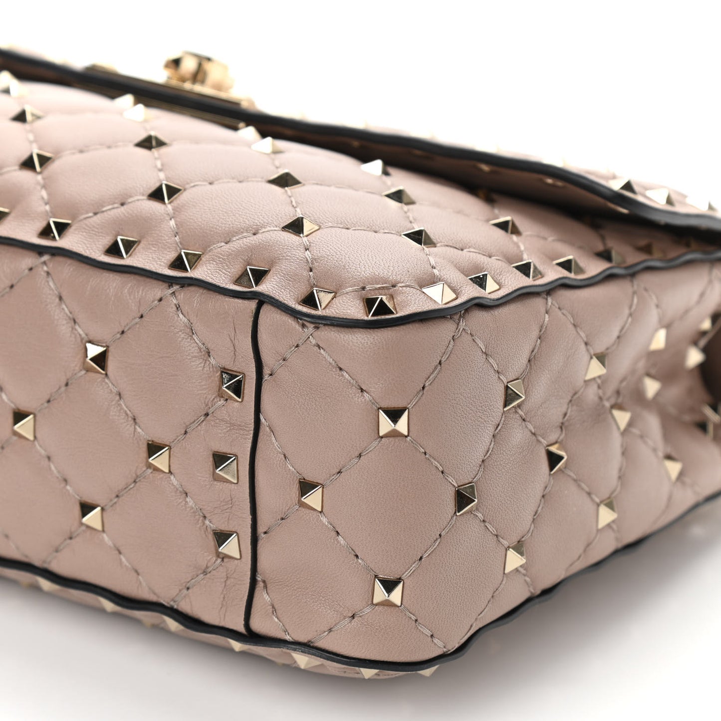 Lambskin Medium Rockstud Spike Shoulder Bag Poudre