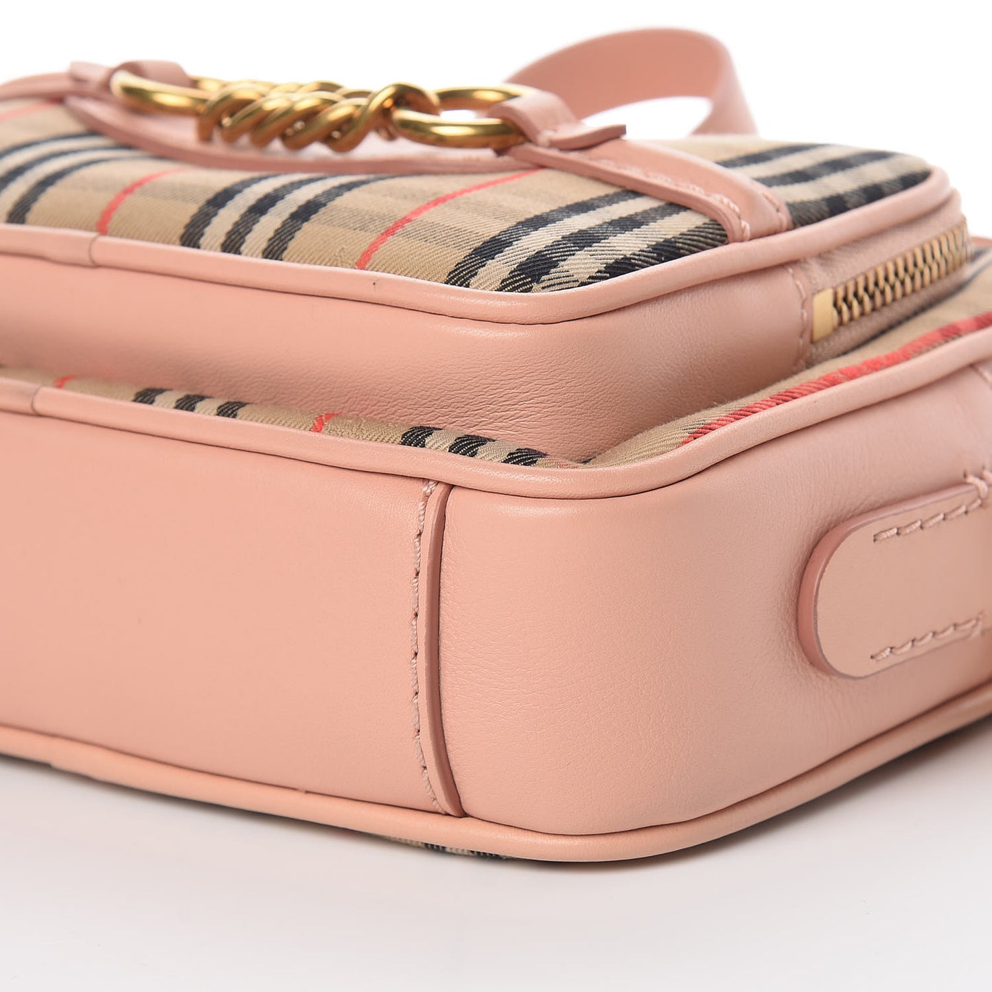 Smooth Calfskin 1983 Knight Check Link Camera Bag Peach