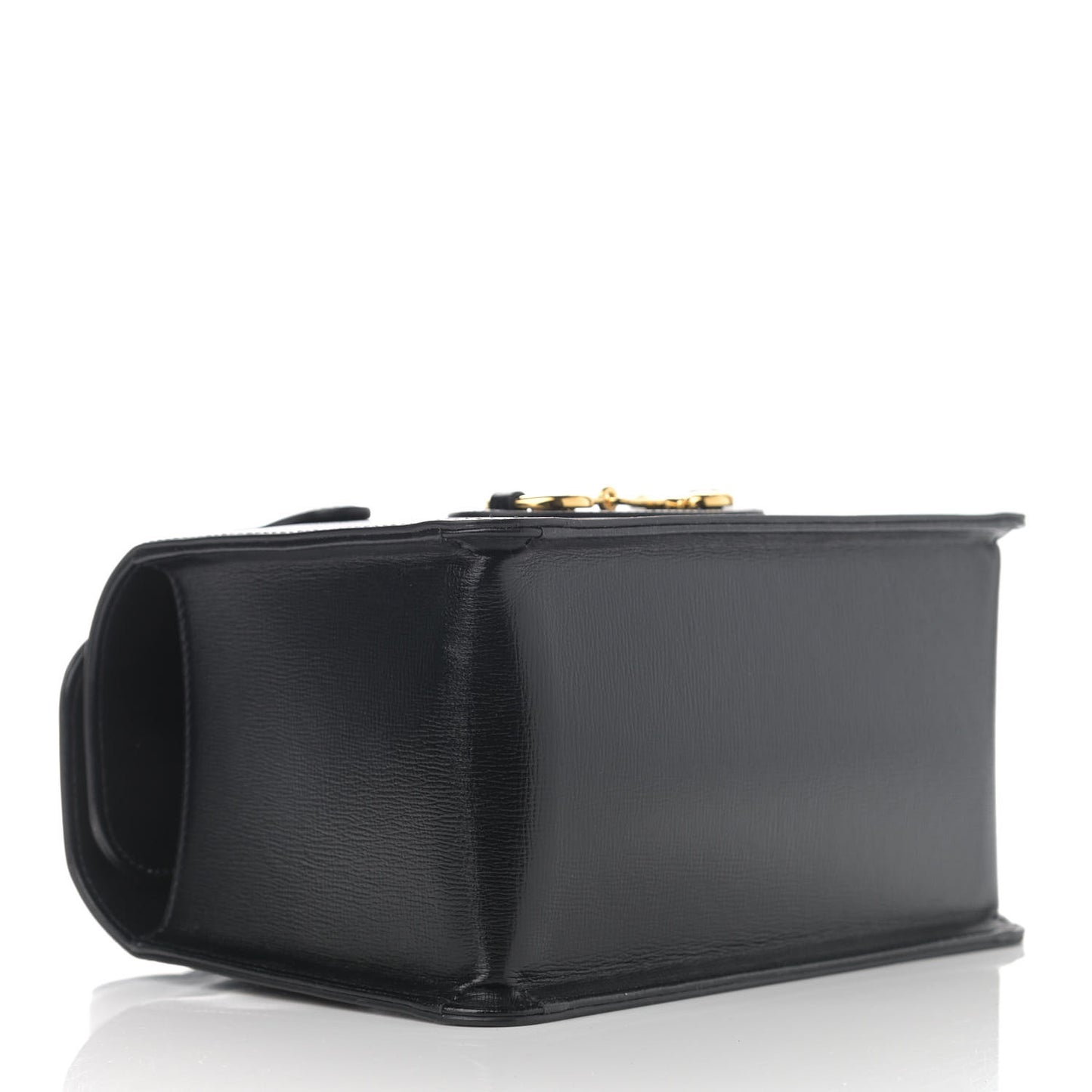 Textured Calfskin Mini Horsebit 1955 Foldover Top Handle Bag Black