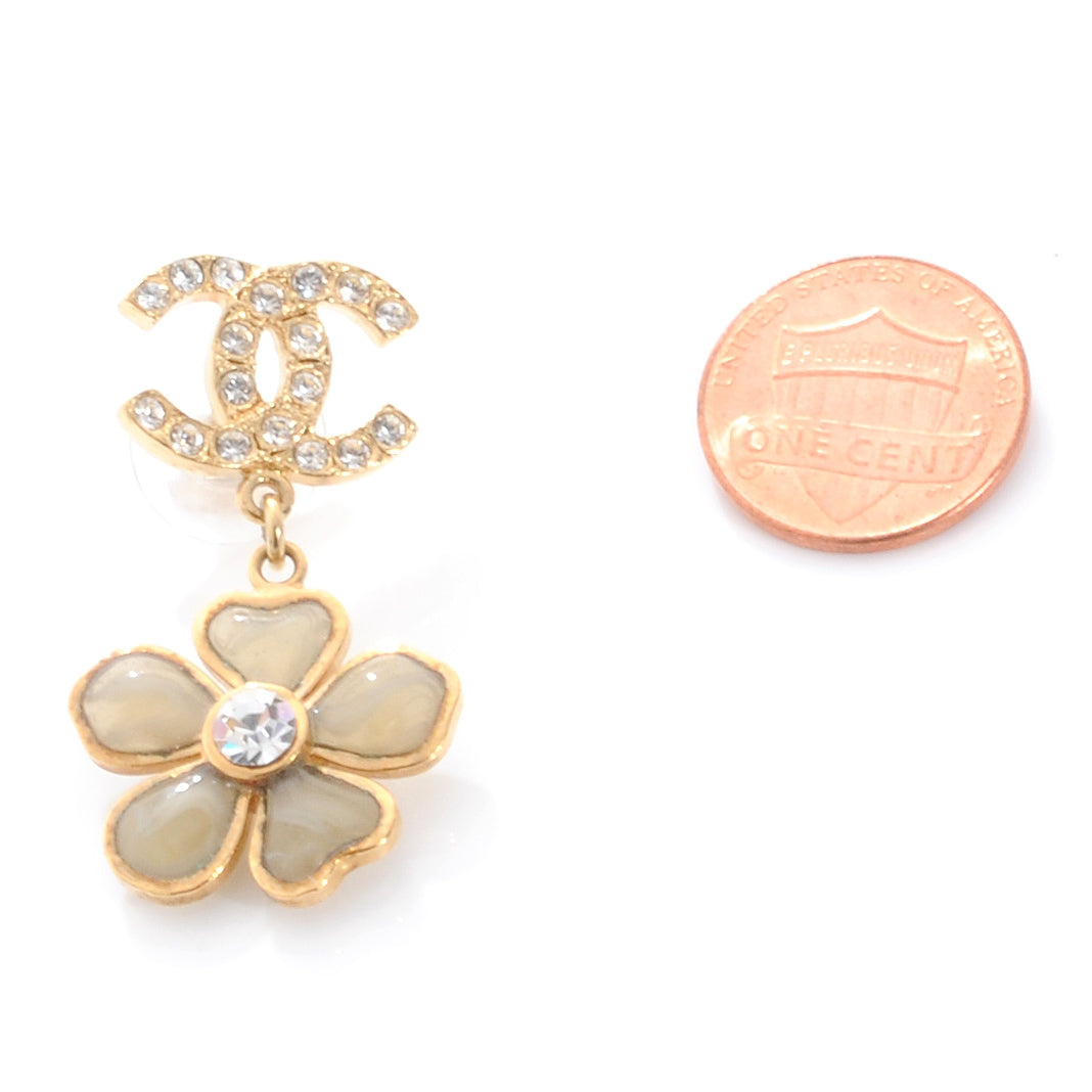 Crystal CC Camellia Drop Earrings Gold