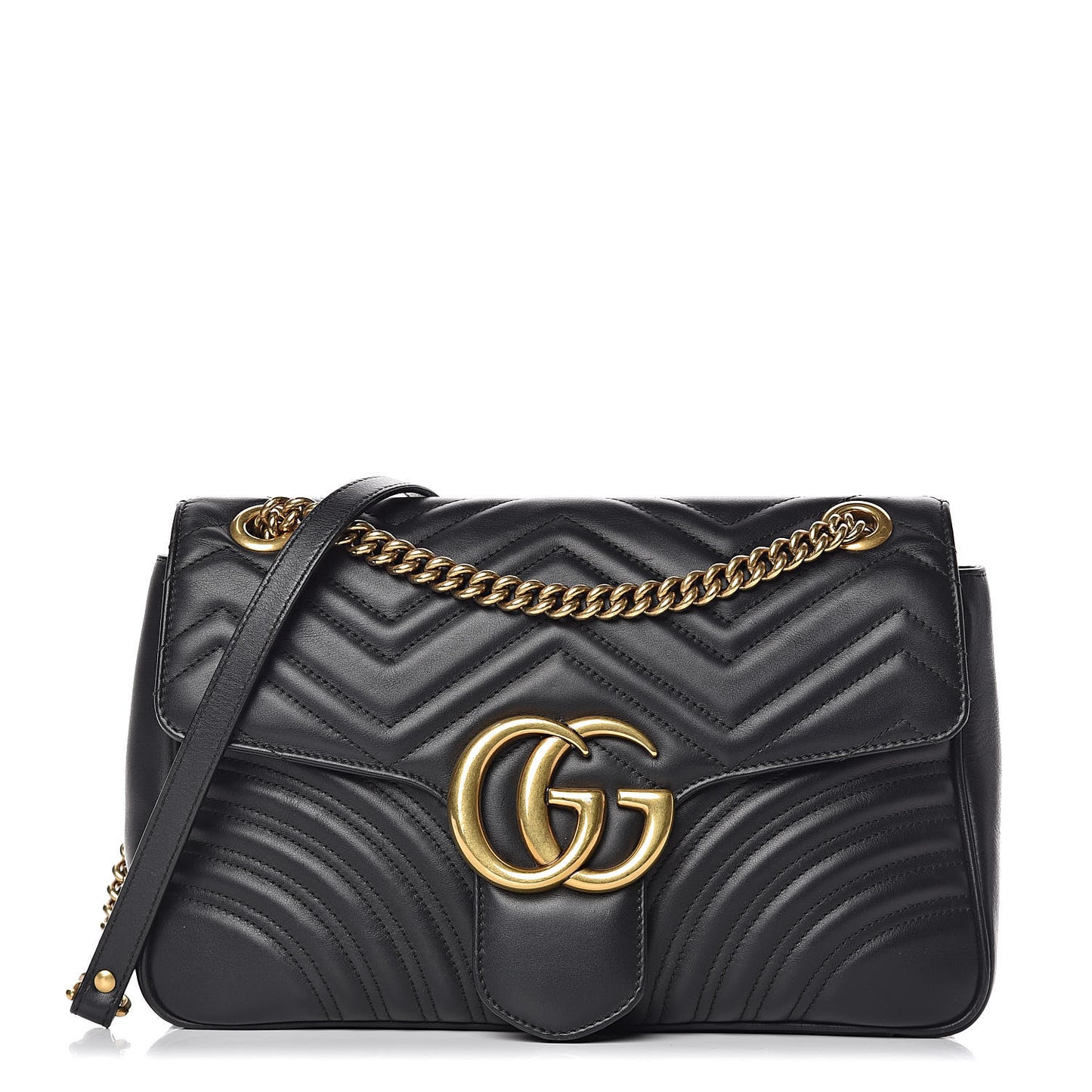 Calfskin Matelasse Medium GG Marmont Shoulder Bag Black