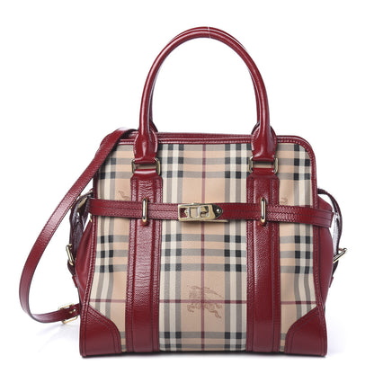 Burberry Haymarket Check Minford Portrait Tote Military Red 1 of 12
