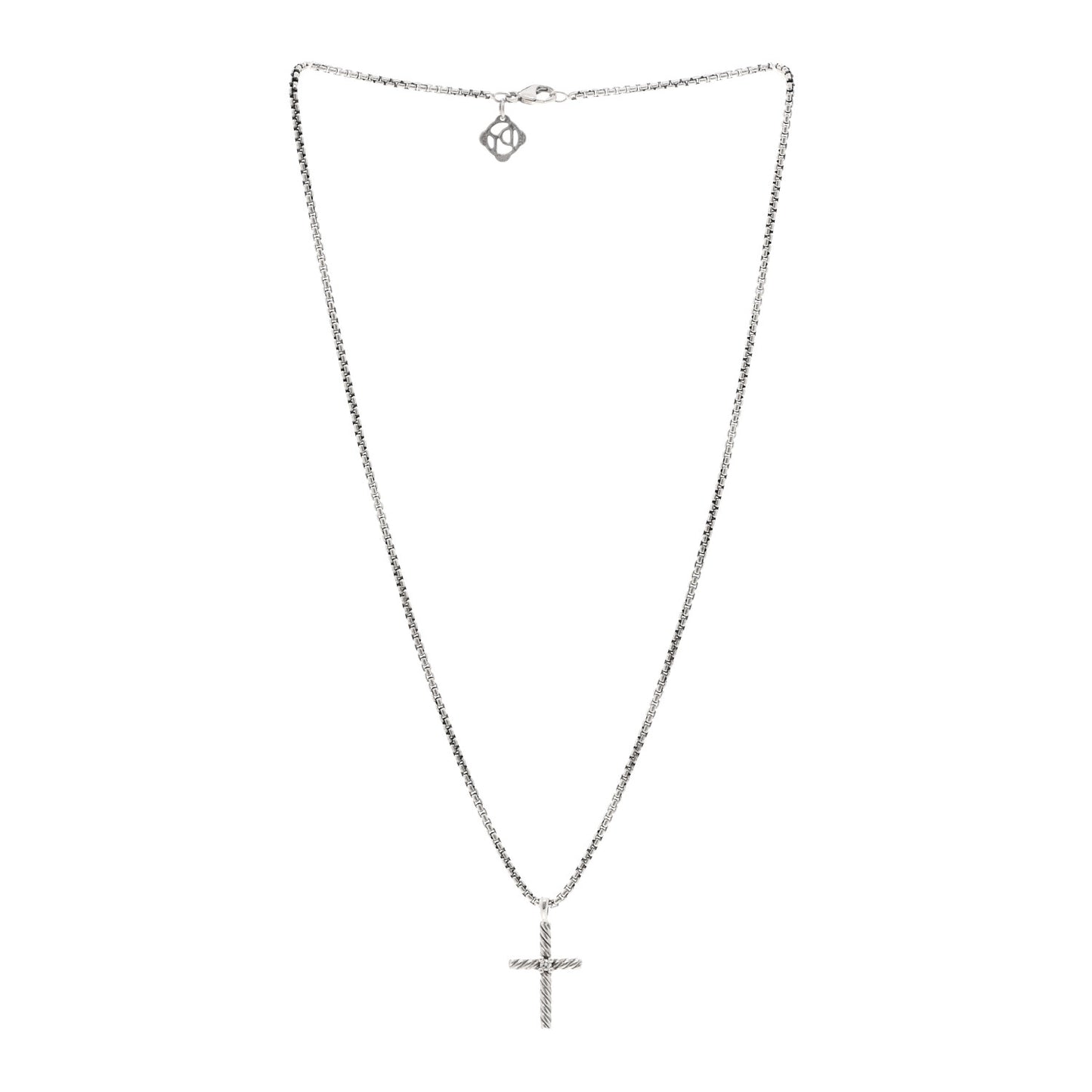 Sterling Silver Diamond Cable Classics Cross Necklace