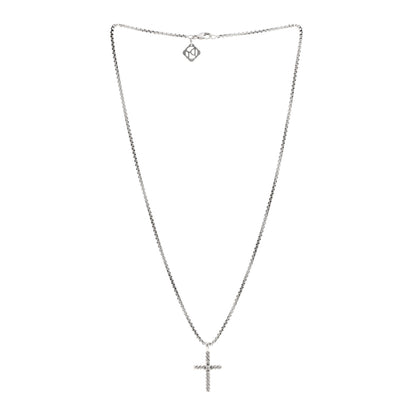 David Yurman Sterling Silver Diamond Cable Classics Cross Necklace 3 of 5