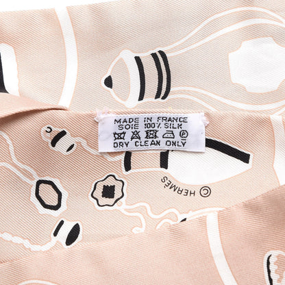 Hermes Silk Les Flacons Bandana Twilly Jaune Soufre Beige Rose Blanc 3 of 4