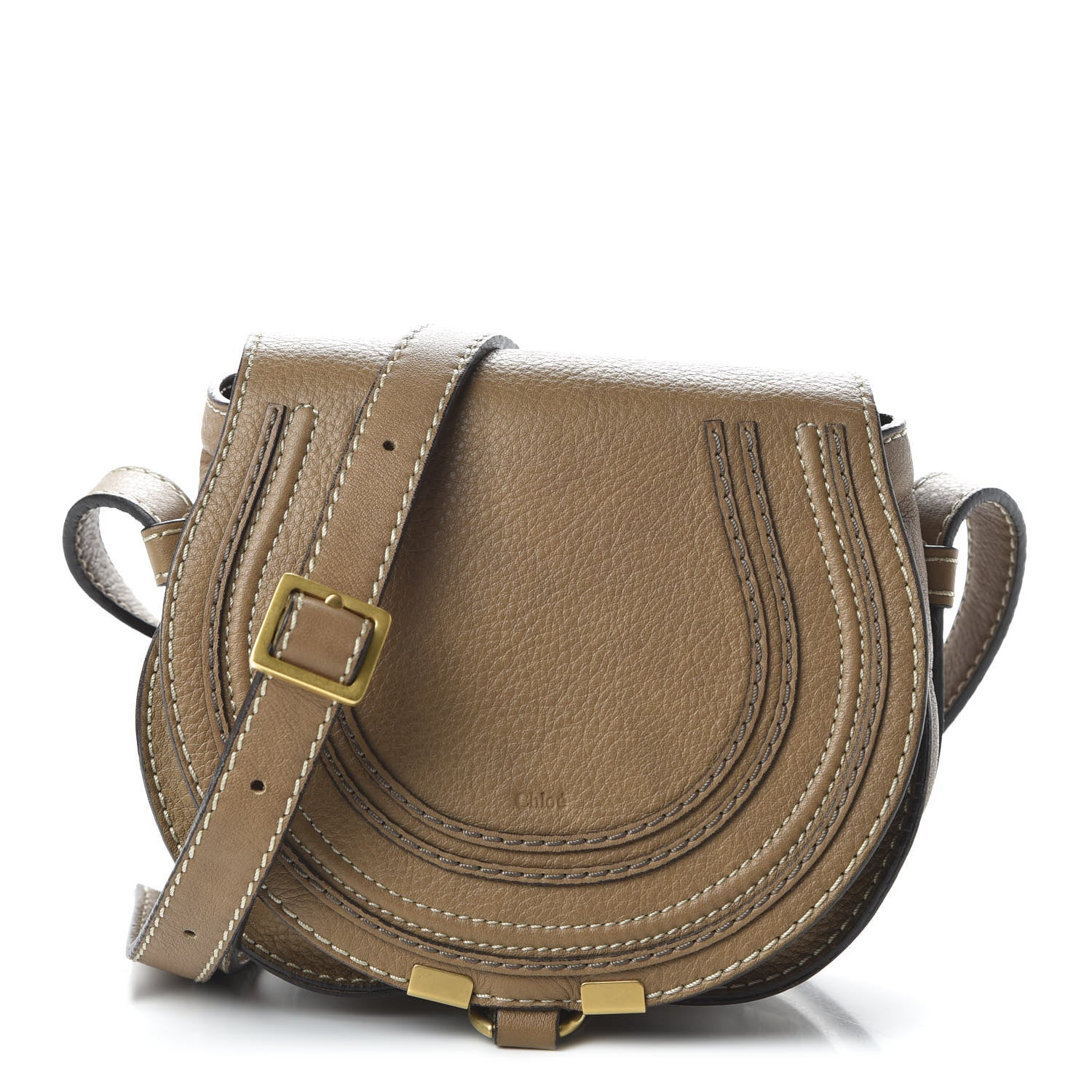 Chloe Calfskin Mini Marcie Round Crossbody Bag Nut 1 of 13