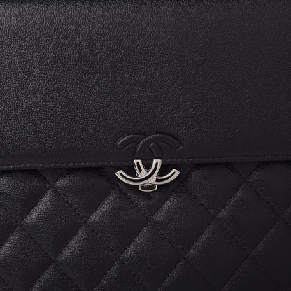 Chanel Grained Calfskin Quilted CC Box Pouch Black 11 of 12