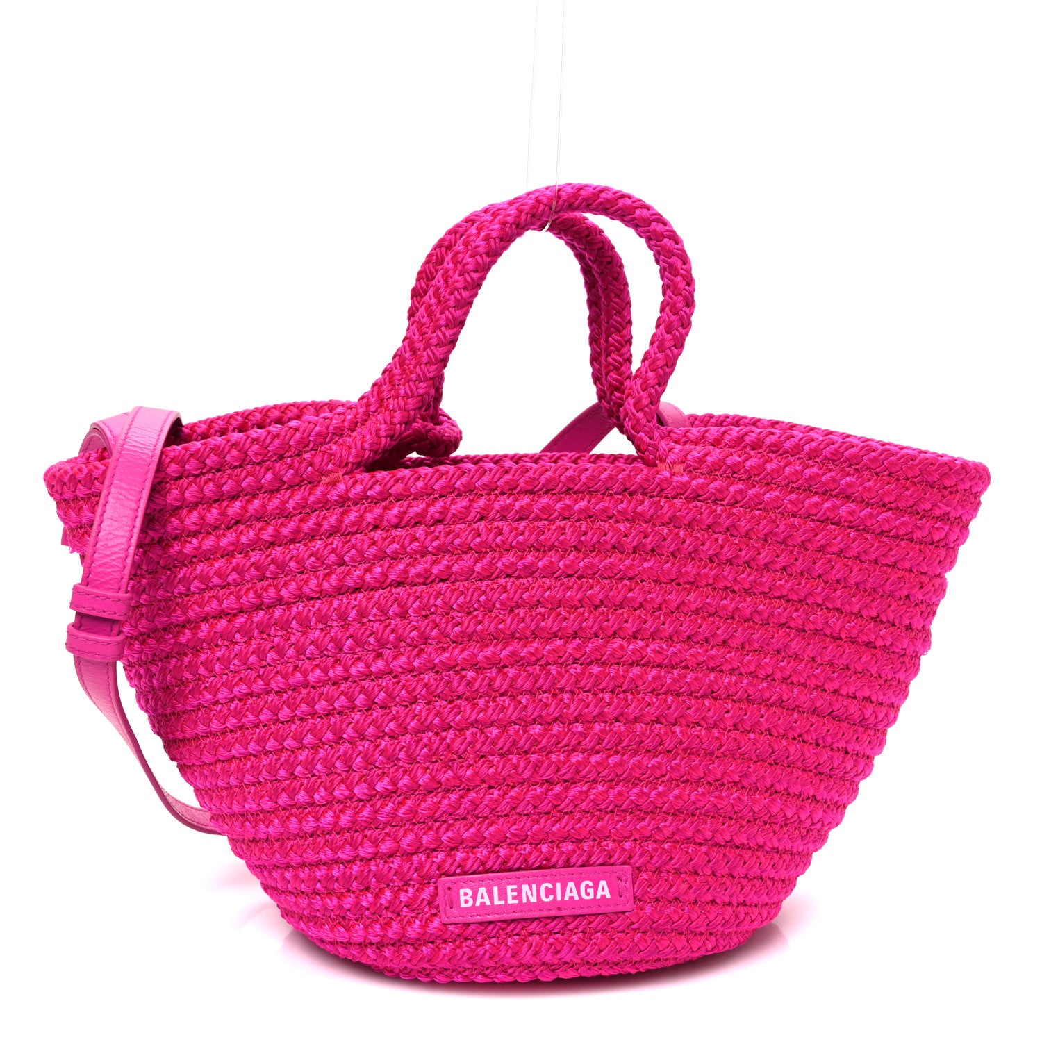 Balenciaga Nylon Lambskin Woven Small Ibiza Basket With Strap Lipstick Pink 1 of 9
