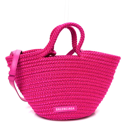 Balenciaga Nylon Lambskin Woven Small Ibiza Basket With Strap Lipstick Pink 1 of 9
