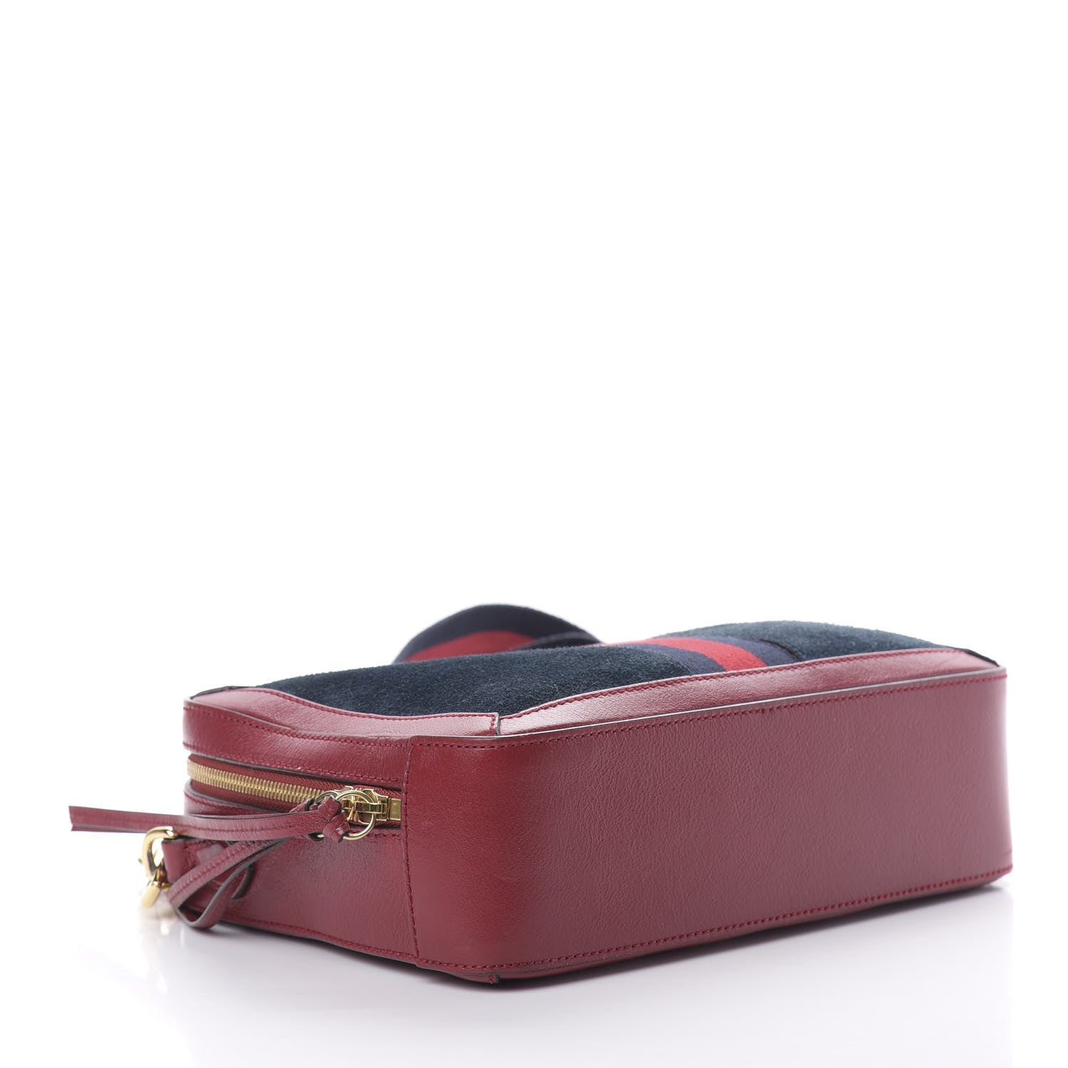 Gucci Suede Calfskin Web Small Ophidia Top Handle Shoulder Bag New Blue Romantic Cherry 4 of 15