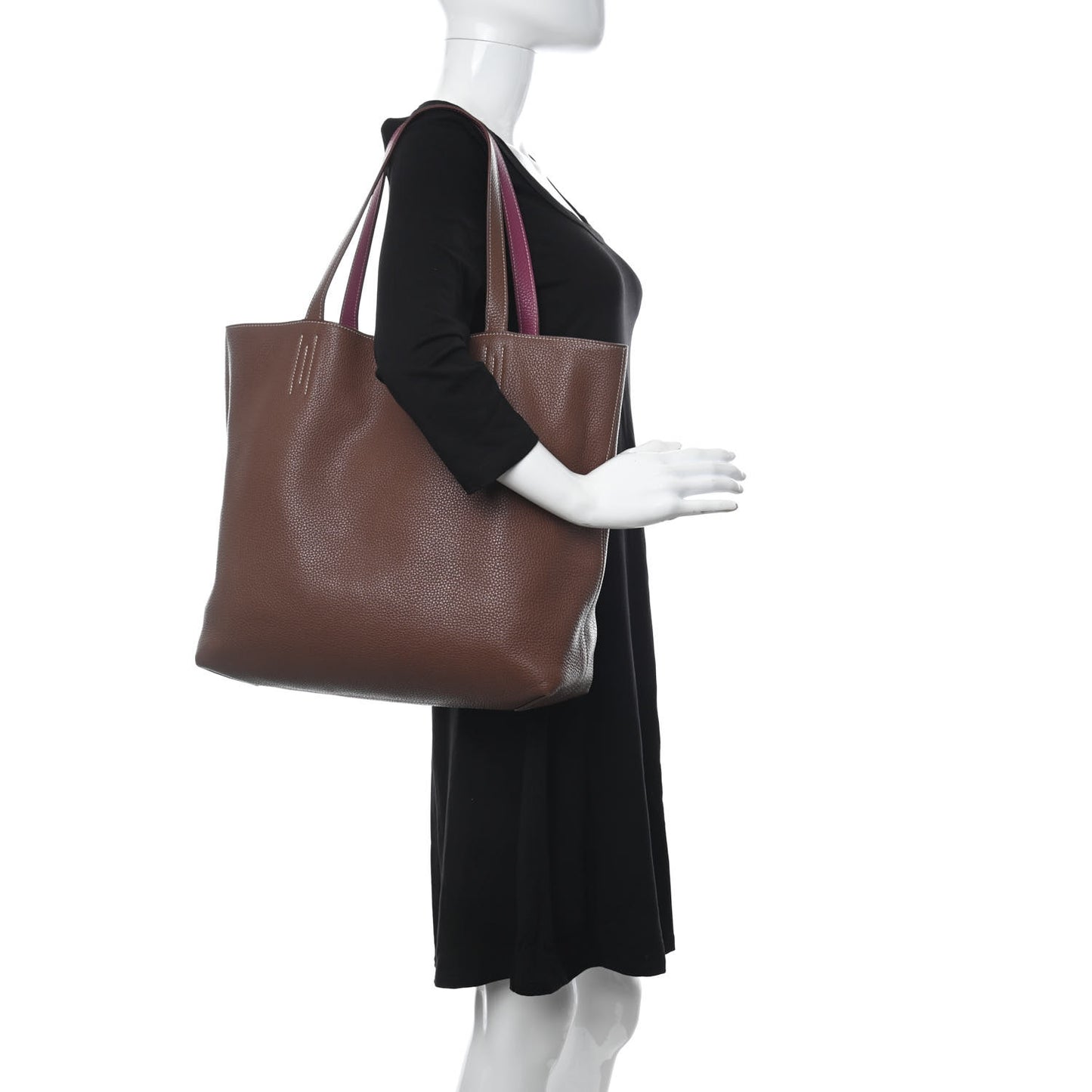 Taurillon Clemence Double Sens 45 Reversible Tote Marron D'Inde Tosca