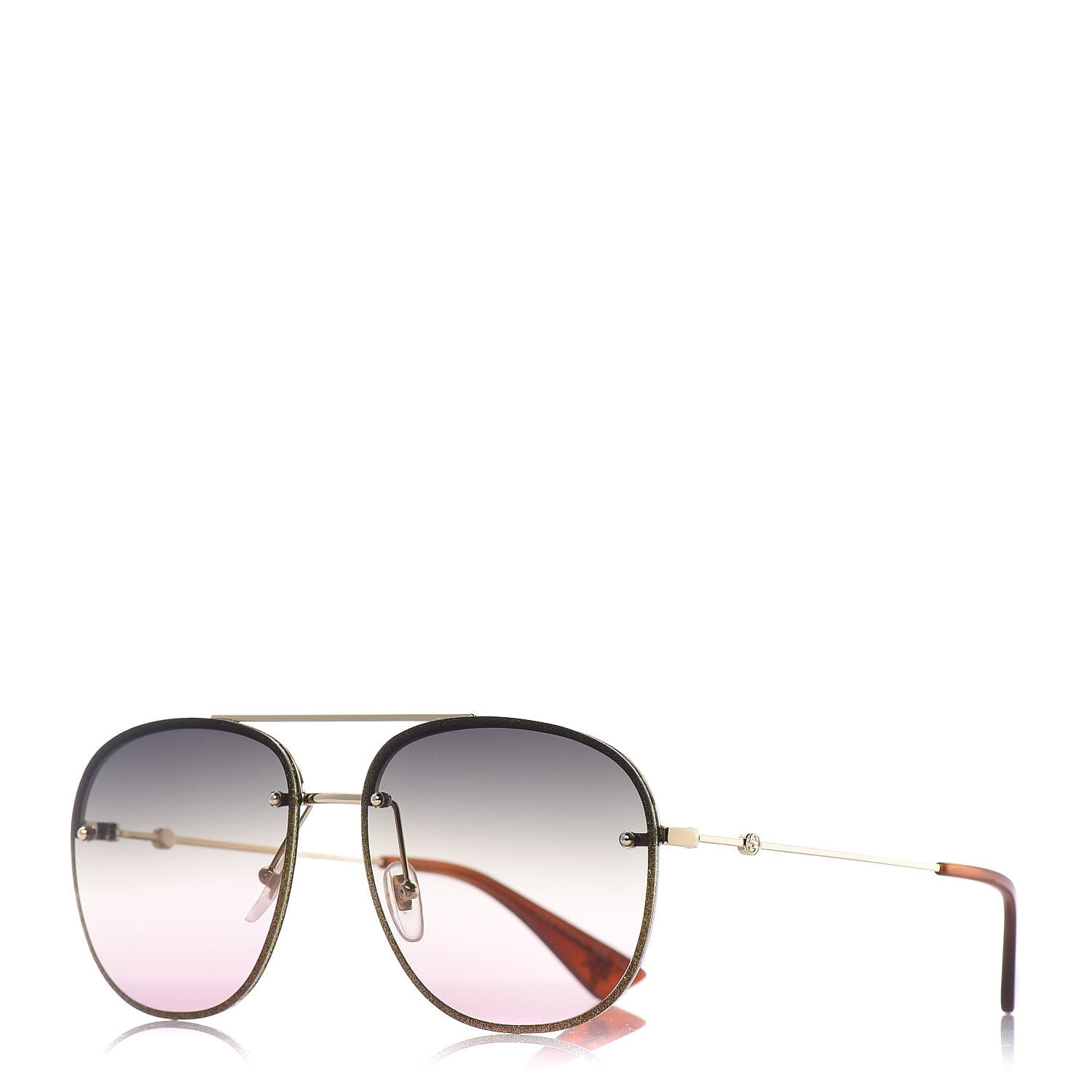 Gucci Metal Glitter Aviator Sunglasses G0227S Gold 1 of 8