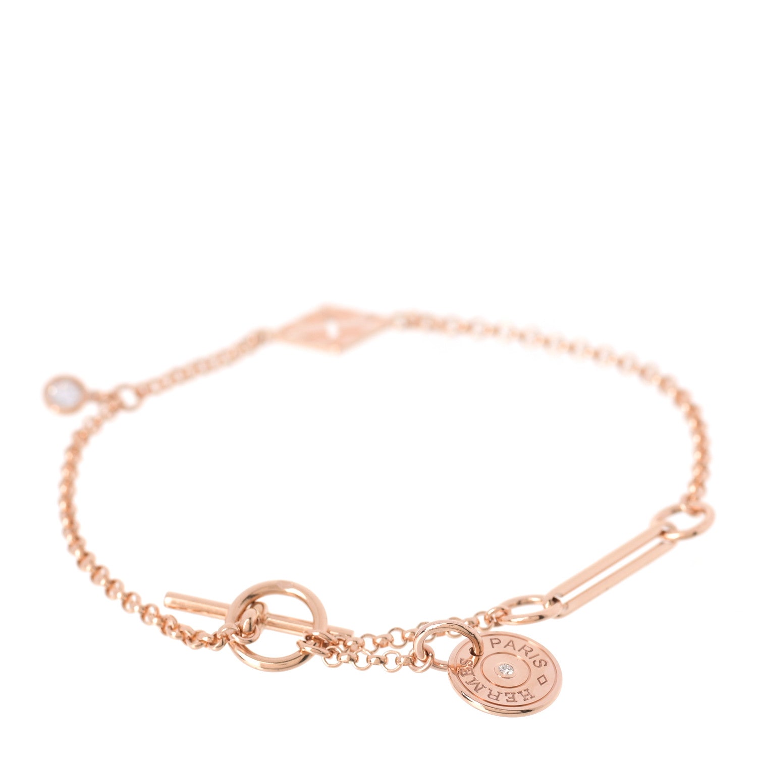 Hermes 18K Rose Gold Diamond Gambade Bracelet ST 3 of 6