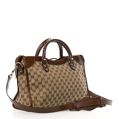 Balenciaga X GUCCI GG Monogram Azalea Calfskin Neo Classic Silver Hardware Medium City Beige Ebony Brown Sugar 3 of 10