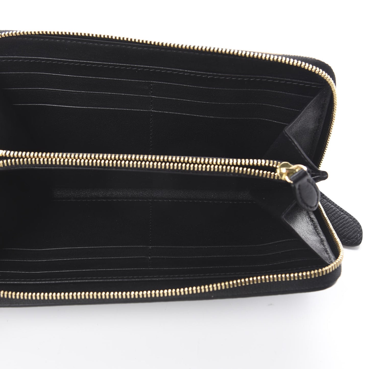 Calfskin House Check Elmore Zip Around Wallet Black