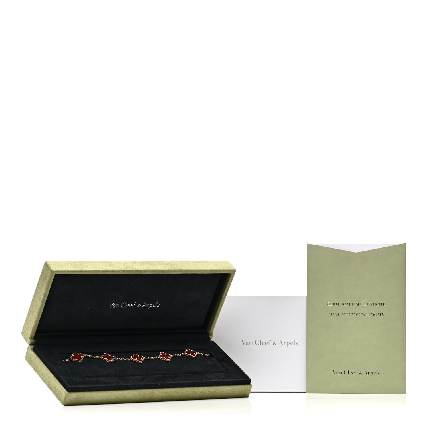 Van Cleef & Arpels 18K Yellow Gold Carnelian 5 Motifs Vintage Alhambra Bracelet 5 of 5