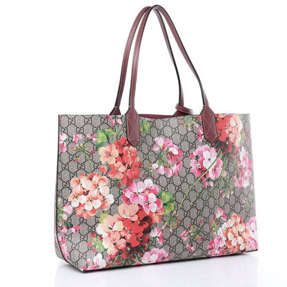 Gucci GG Supreme Monogram Blooms Medium Reversible Tote Beige Multicolor Dry Rose 4 of 12