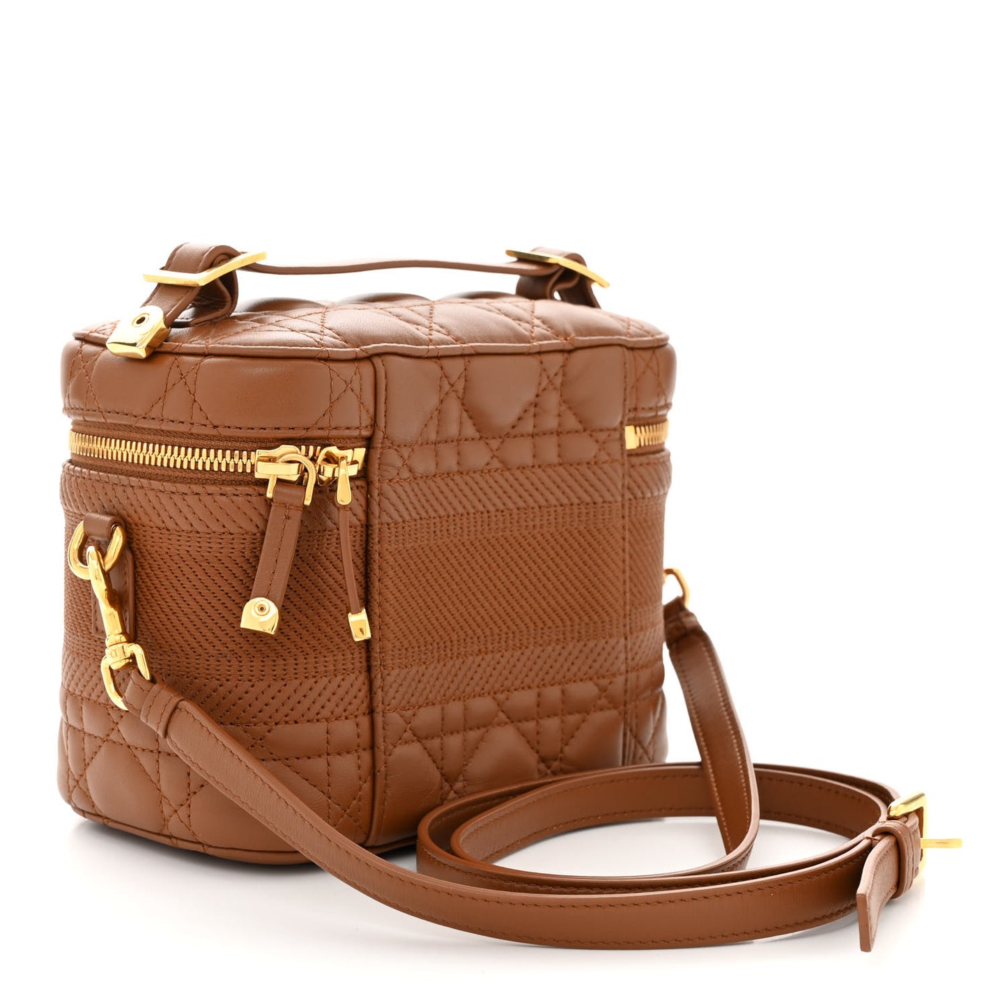 Lambskin Cannage Small Diortravel Vanity Case Cognac