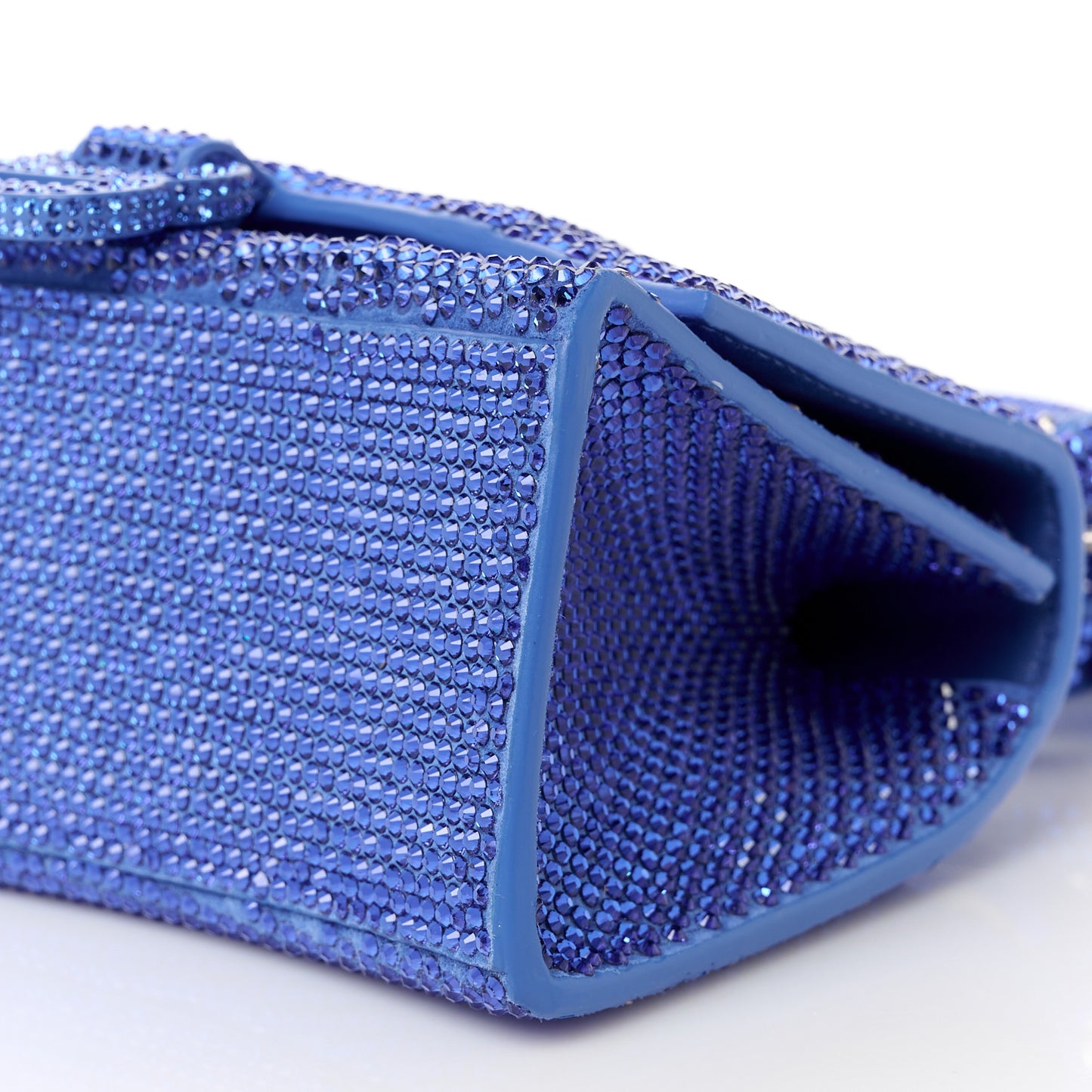 Strass Suede Hourglass Top Handle Bag XS Electric Blue