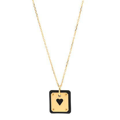 Hermes Gold Plated Swift As De Coeur Necklace Black 1 of 8