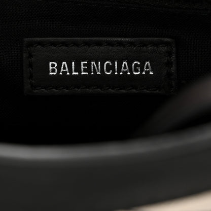 Balenciaga Canvas Satin Calfskin Diagonal Allover Logo Print Classic Silver Hardware Mini City Natural Black 7 of 12