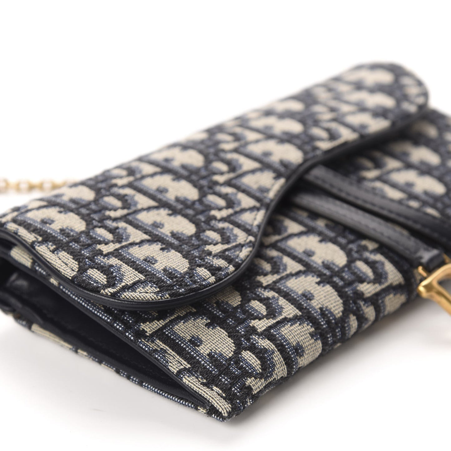 Oblique Saddle Chain Long Wallet Blue