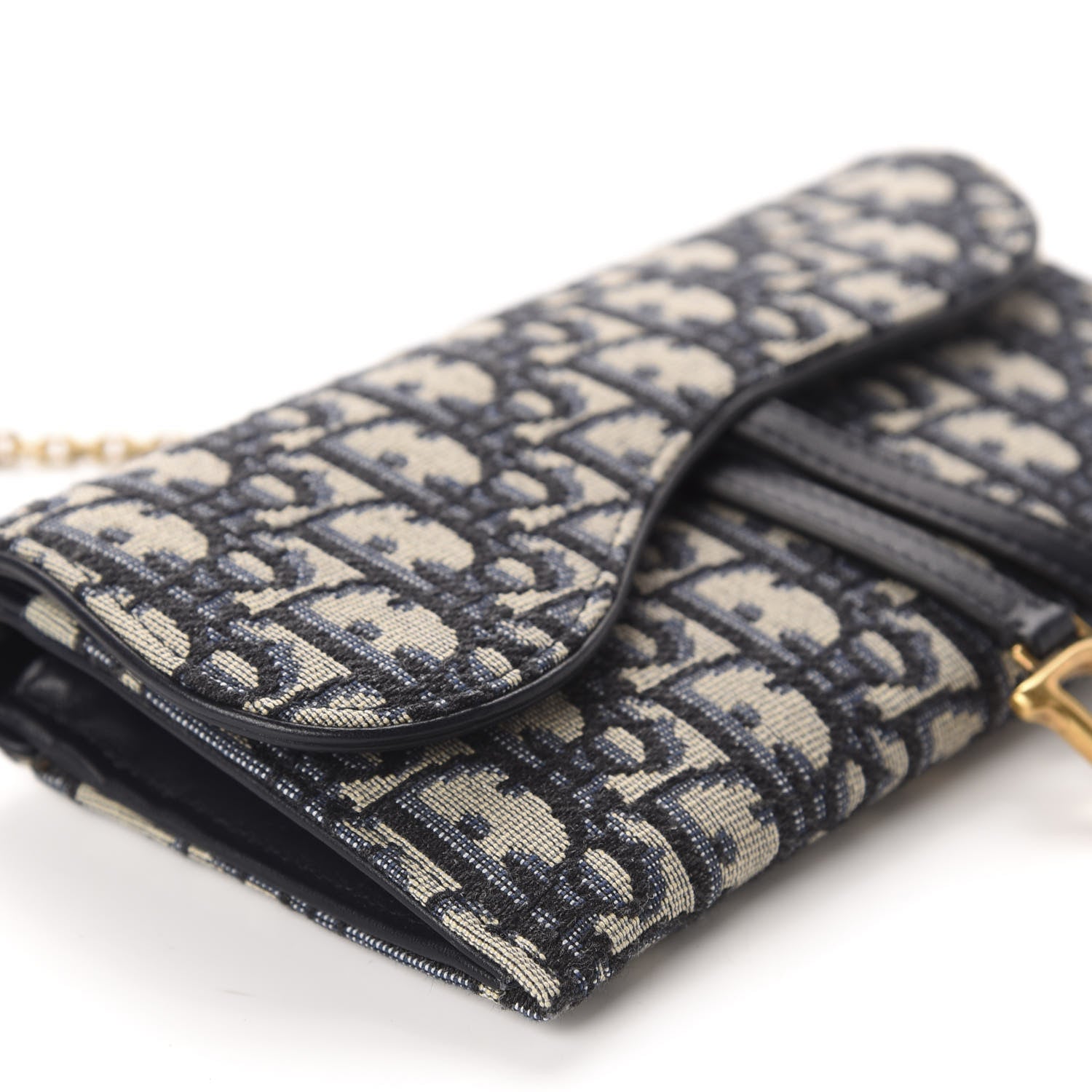 Christian Dior Oblique Saddle Chain Long Wallet Blue 6 of 12