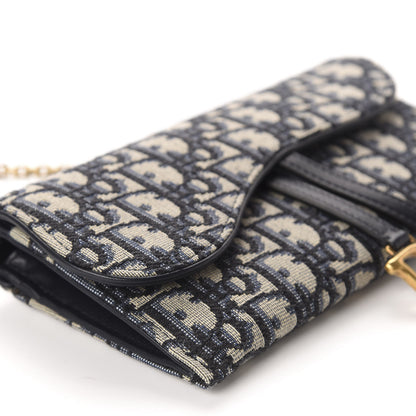 Christian Dior Oblique Saddle Chain Long Wallet Blue 6 of 12