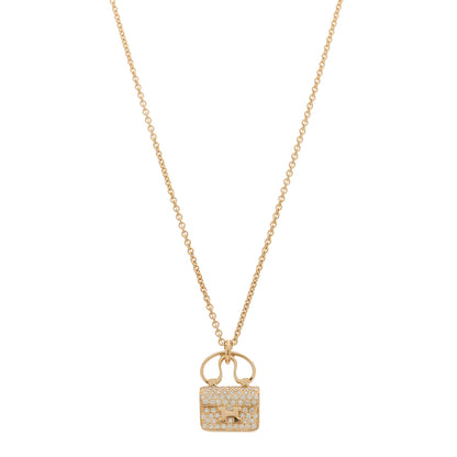 Hermes 18K Rose Gold Diamond Constance Amulette Pendant Necklace 1 of 5
