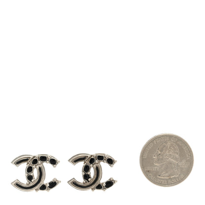 Chanel Enamel Bead CC Earrings Black Silver 2 of 4