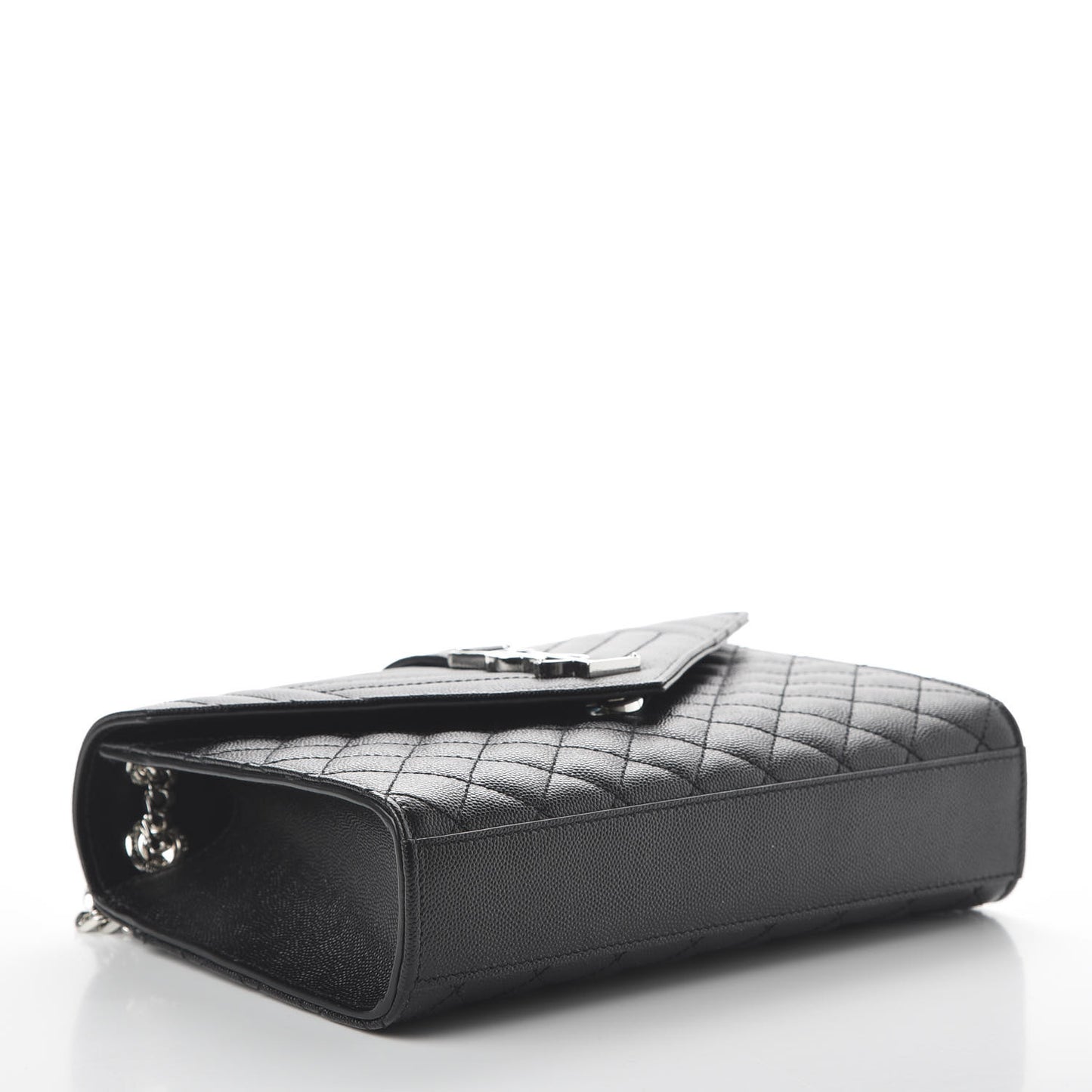 Grain De Poudre Textured Mixed Matelasse Triquilt Medium Monogram Satchel Black