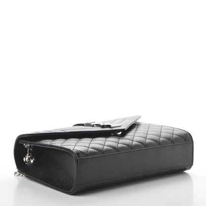 Saint Laurent Grain De Poudre Textured Mixed Matelasse Triquilt Medium Monogram Satchel Black 4 of 10