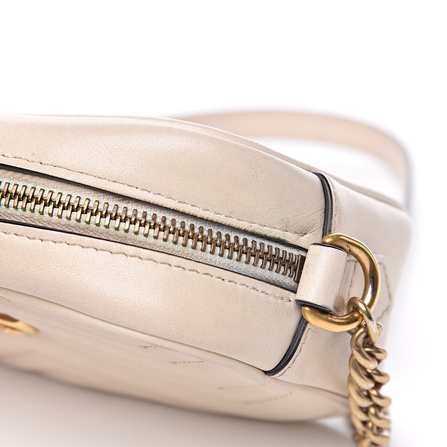 Gucci Calfskin Matelasse Mini GG Marmont Chain Shoulder Bag White 13 of 19