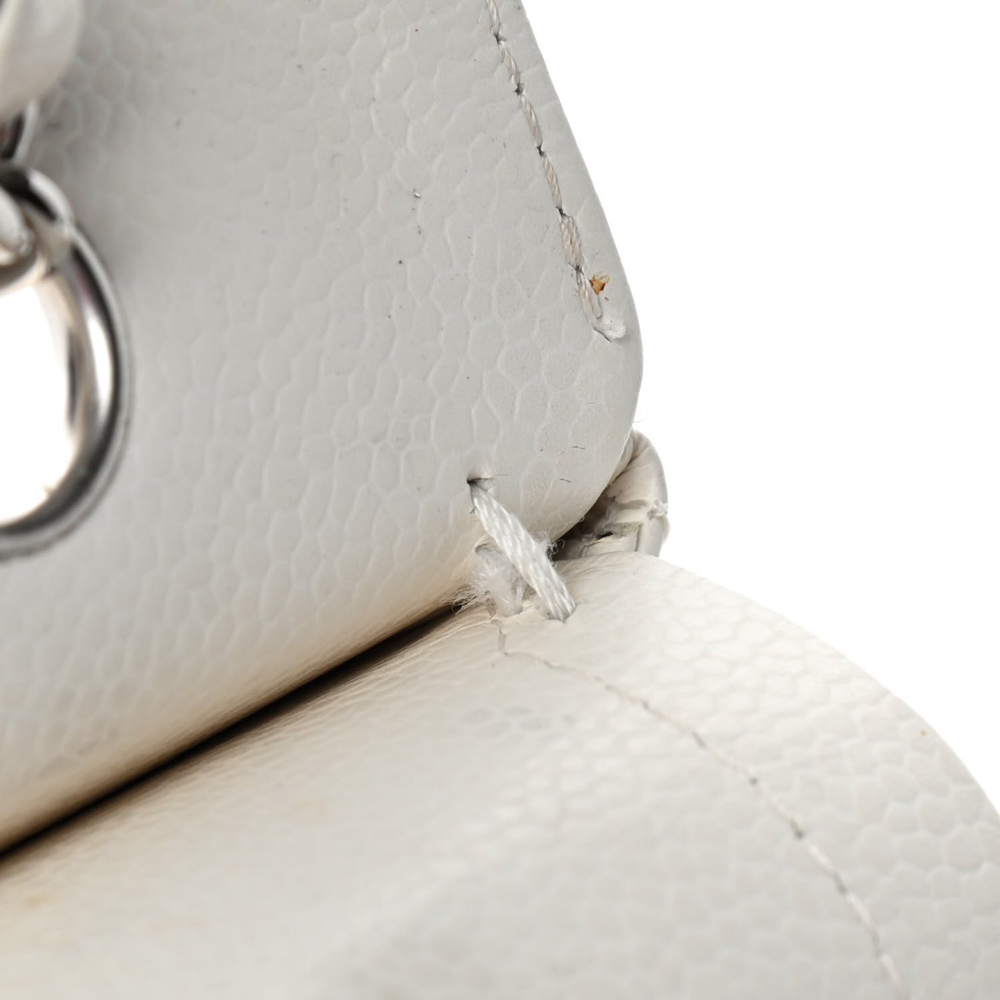 Caviar Quilted Medium Double Flap White