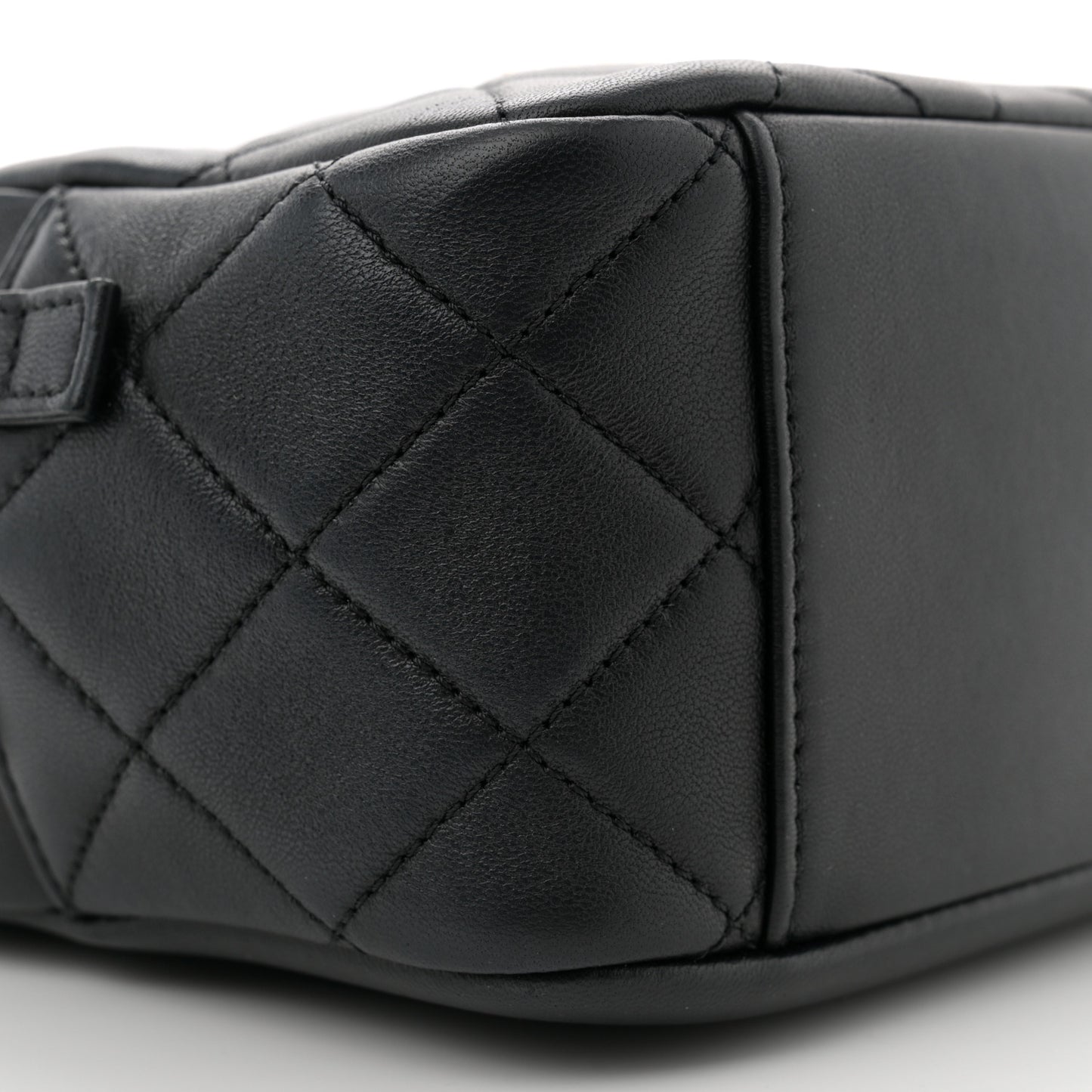 Lambskin Quilted Studded Quilted Vanity Case With Chain Black