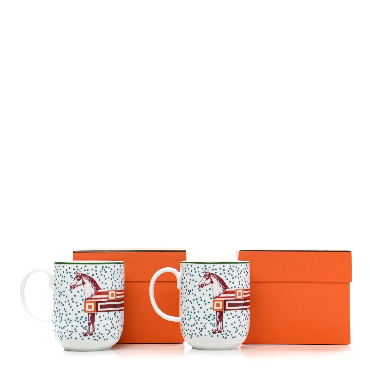 Porcelain Hippomobile Mug Set of 2