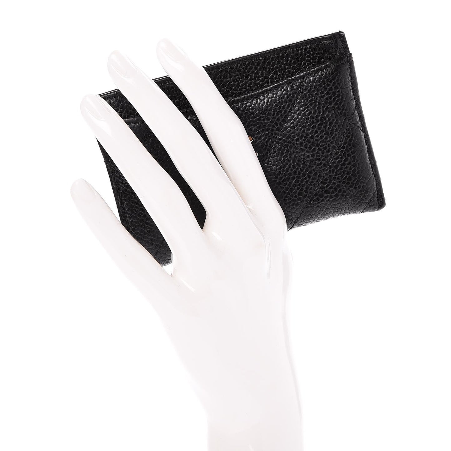 Caviar Quilted Card Holder Black