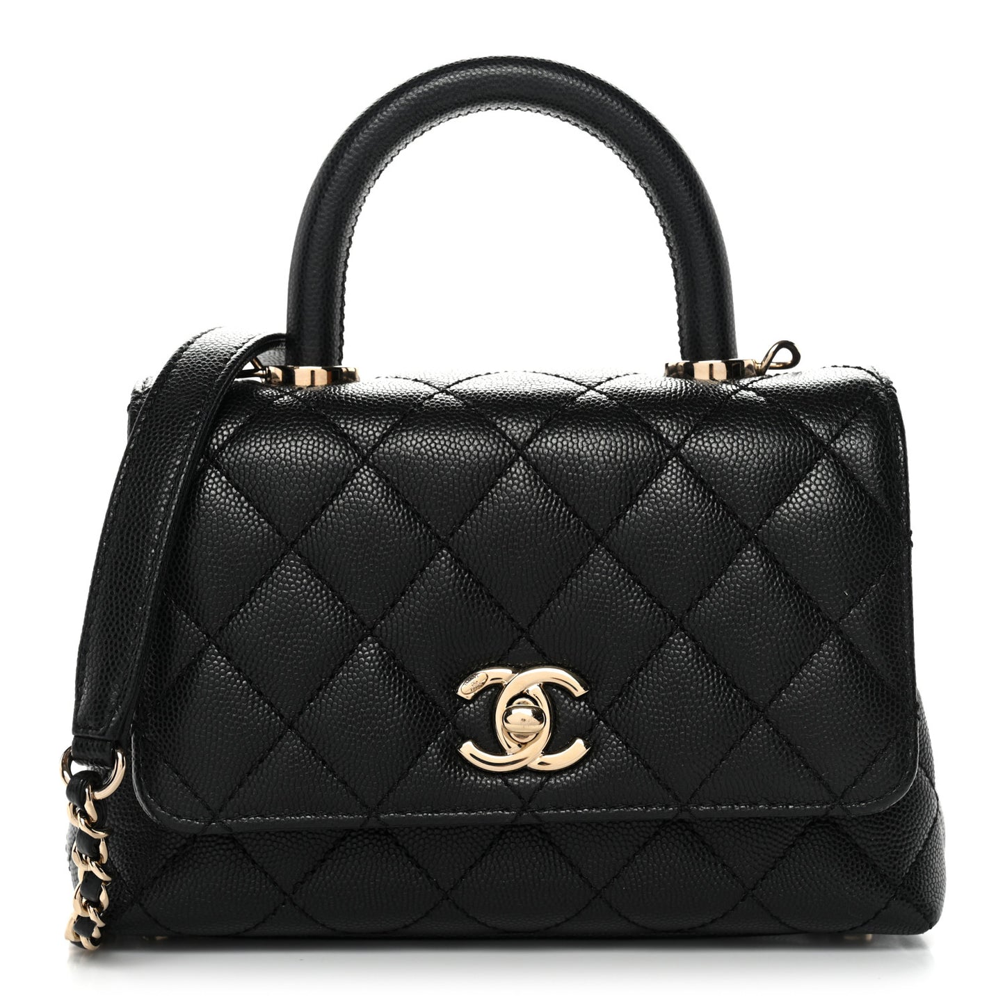 Caviar Quilted Extra Mini Coco Handle Flap Black